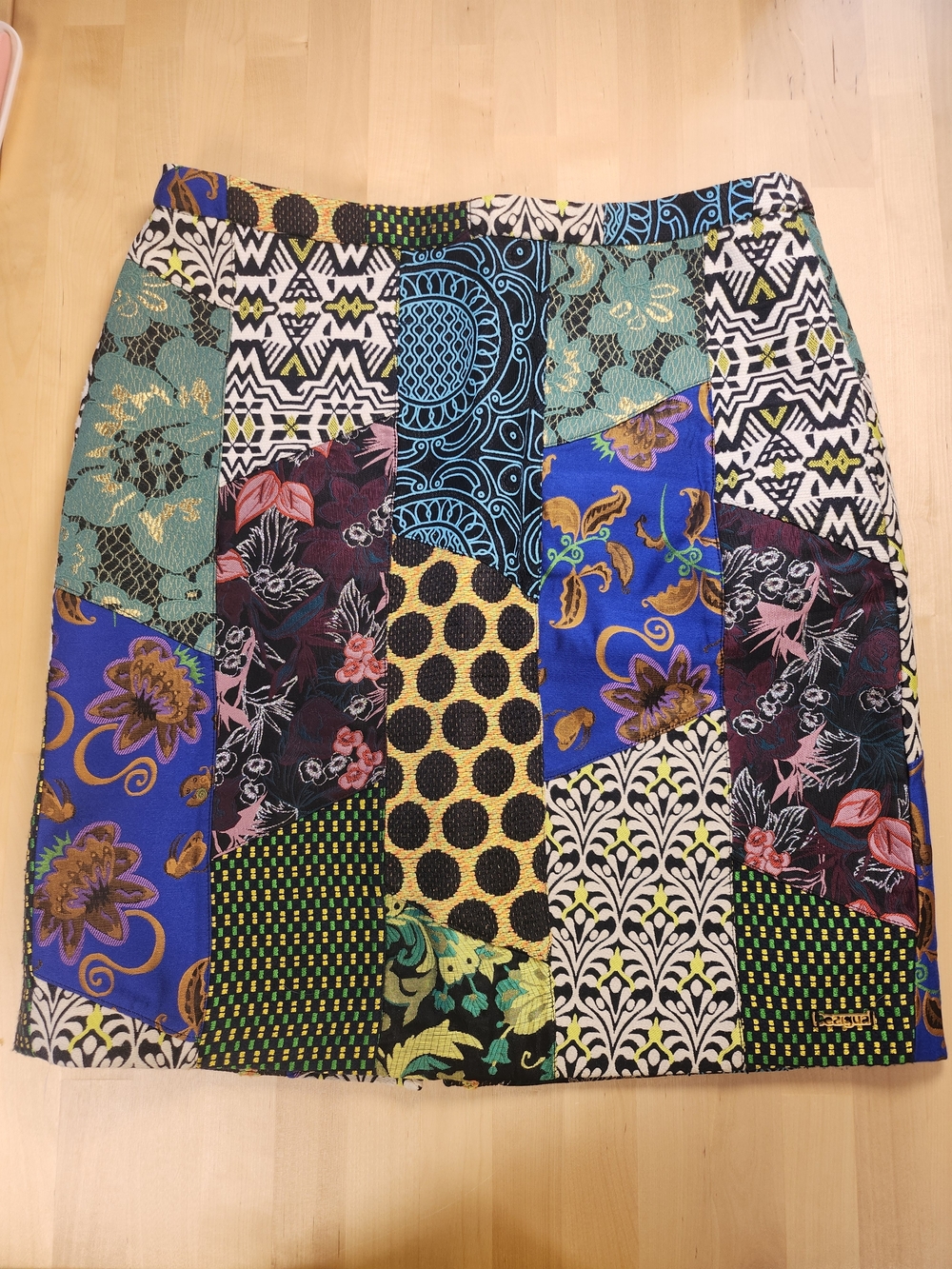 Desigual Alma Patchwork Jacquard Pencil Skirt